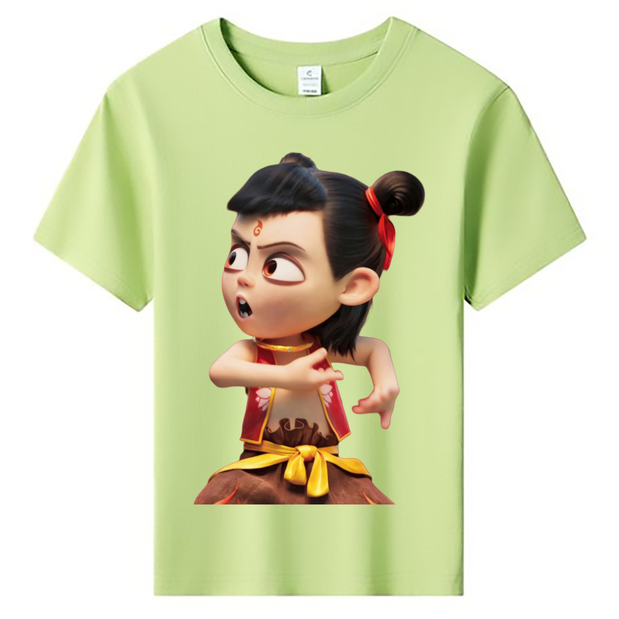 （画像用） Ne Zha 2 ナタ 魔童の大暴れ 綿100％キッズTシャツ（フロントプリント）